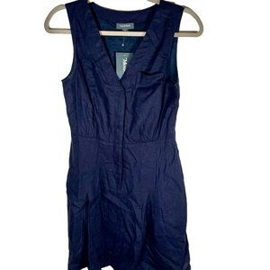 New ModCloth blue linen mini dress womens 0 XS